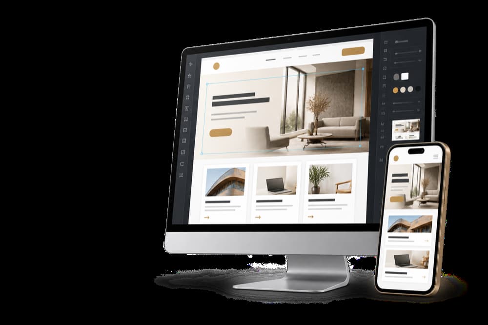Eine Website wird gleichzeitig für einen großen Bildschirm und ein Smartphone gestaltet